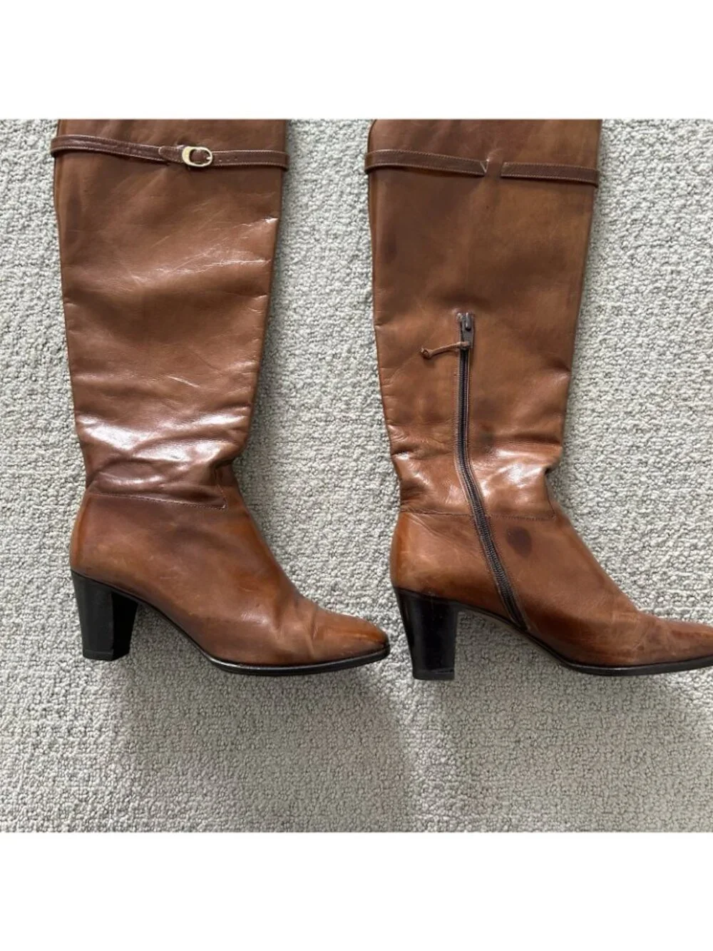 Vintage Salvatore Ferragamo Women’s Boots Cognac Brown Knee High Riding Size 5.5